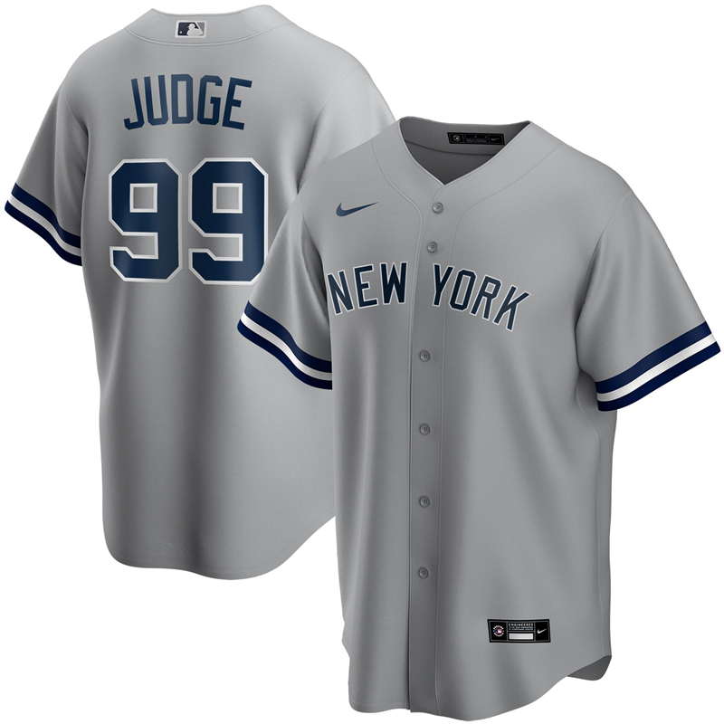 2020 MLB Youth New York Yankees 99 Aaron Judge Nike Gray Road 2020 Replica Player Jersey 1